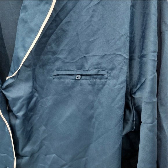 Alfani Womens Plus XXL 2X Pajama Top Navy Blue Button Down Silky Soft Shirt NWT - Picture 3 of 5